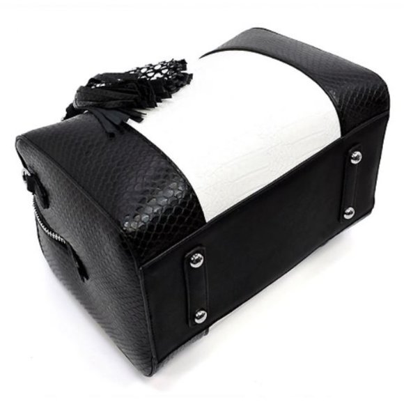 Bonnie Croc Python Block Satchel (Black and White) - Picture 7 of 7